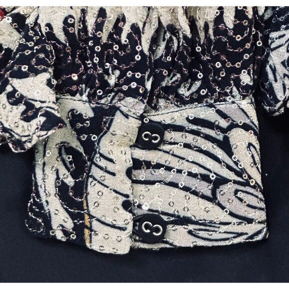 Anthropologie Ranna Gill Womens XS Blouse Top Shirt Dressy Boho Tie Neck Sequin‎ - Picture 11 of 14